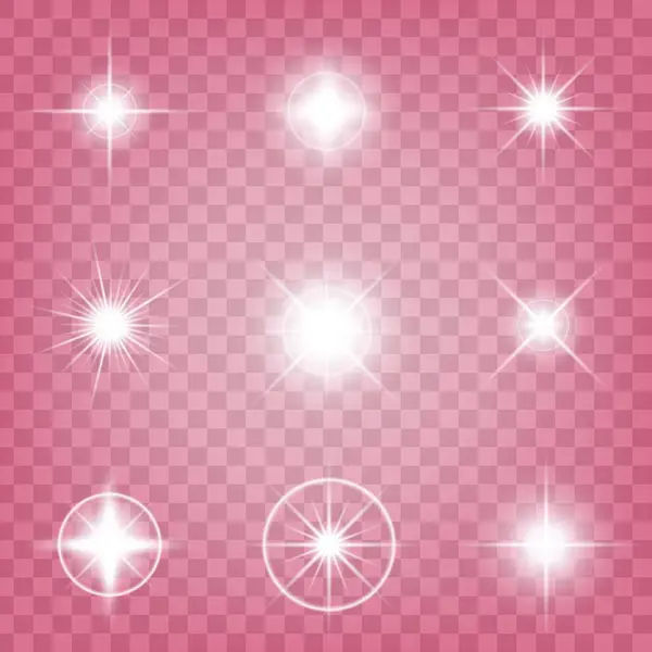 Conceito criativo Conjunto vetorial de estrelas de efeito de luz brilhante explode com faíscas isoladas em fundo preto. Para ilustração modelo arte design, banner para o Natal comemorar, raio de energia flash mágico. — Vetor de Stock