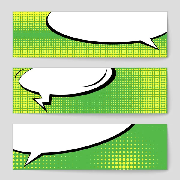 Concepto creativo abstracto vector cómic pop art estilo en blanco, plantilla de diseño con vigas de nubes y fondo de puntos aislados. Para el banner de la venta, sistema vacío de la burbuja del discurso, diseño medio del libro de la ilustración . — Vector de stock