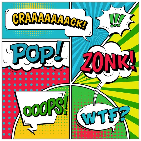 Abstrakte kreative Konzept Vektor Comic Pop Art Stil leer, Layout-Vorlage mit Wolken Balken und isolierten Punkten Hintergrund. zum Verkauf Banner, leere Sprechblase Set, Illustration halbfertiges Buchdesign. — Stockvektor