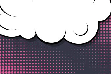 Yaratıcı soyut kavram vektör komik pop sanat tarzı boş, düzeni şablonu bulutlar kiriş ve izole noktalar arka plan ile. Satışı büyük başlığı, boş konuşma balonu ayarı, illüstrasyon noktalı resim kitap tasarımı için.