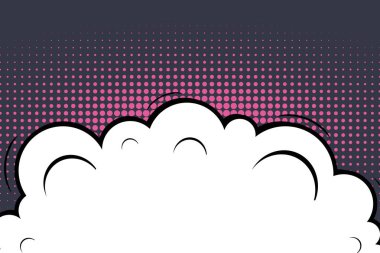 Yaratıcı soyut kavram vektör komik pop sanat tarzı boş, düzeni şablonu bulutlar kiriş ve izole noktalar arka plan ile. Satışı büyük başlığı, boş konuşma balonu ayarı, illüstrasyon noktalı resim kitap tasarımı için.