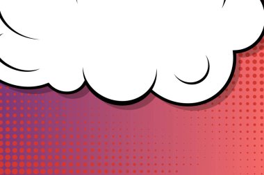 Yaratıcı soyut kavram vektör komik pop sanat tarzı boş, düzeni şablonu bulutlar kiriş ve izole noktalar arka plan ile. Satışı büyük başlığı, boş konuşma balonu ayarı, illüstrasyon noktalı resim kitap tasarımı için.
