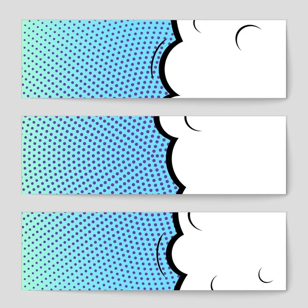 Abstrato conceito criativo vetor quadrinhos estilo pop arte em branco, modelo de layout com feixes de nuvens e pontos isolados de fundo. Para banner de venda, conjunto de bolhas de fala vazia, ilustração design de livro de meio tom . — Vetor de Stock