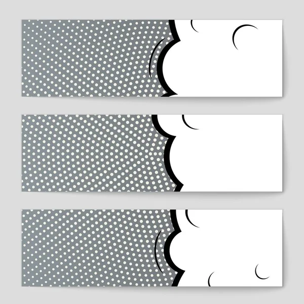 Abstrato conceito criativo vetor quadrinhos estilo pop arte em branco, modelo de layout com feixes de nuvens e pontos isolados de fundo. Para banner de venda, conjunto de bolhas de fala vazia, ilustração design de livro de meio tom . — Vetor de Stock