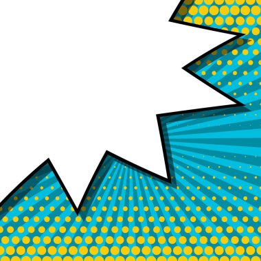 Yaratıcı soyut kavram vektör komik pop sanat tarzı boş, düzeni şablonu bulutlar kiriş ve izole noktalar arka plan ile. Satışı büyük başlığı, boş konuşma balonu ayarı, illüstrasyon noktalı resim kitap tasarımı için.