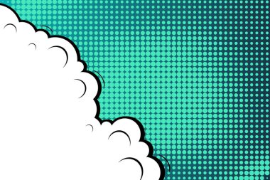 Yaratıcı soyut kavram vektör komik pop sanat tarzı boş, düzeni şablonu bulutlar kiriş ve izole noktalar arka plan ile. Satışı büyük başlığı, boş konuşma balonu ayarı, illüstrasyon noktalı resim kitap tasarımı için.