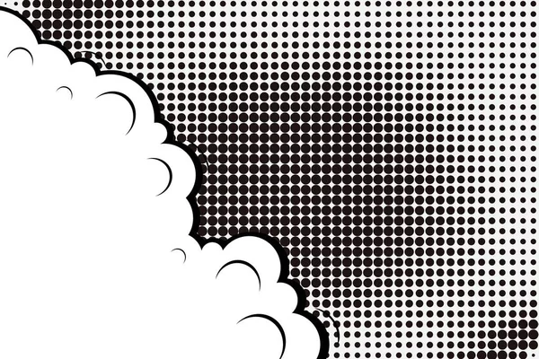 Concepto creativo abstracto vector cómic pop art estilo en blanco, plantilla de diseño con vigas de nubes y fondo de puntos aislados. Para el banner de la venta, sistema vacío de la burbuja del discurso, diseño medio del libro de la ilustración . — Vector de stock