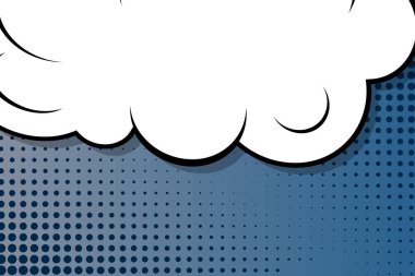 Yaratıcı soyut kavram vektör komik pop sanat tarzı boş, düzeni şablonu bulutlar kiriş ve izole noktalar arka plan ile. Satışı büyük başlığı, boş konuşma balonu ayarı, illüstrasyon noktalı resim kitap tasarımı için.