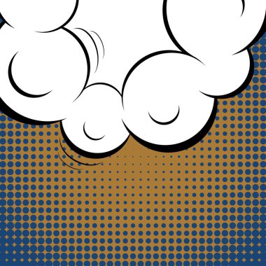 Yaratıcı soyut kavram vektör komik pop sanat tarzı boş, düzeni şablonu bulutlar kiriş ve izole noktalar arka plan ile. Satışı büyük başlığı, boş konuşma balonu ayarı, illüstrasyon noktalı resim kitap tasarımı için.