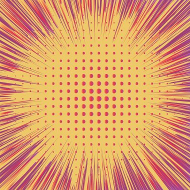 Yaratıcı soyut kavram vektör komik pop sanat tarzı boş, düzeni şablonu bulutlar kiriş ve izole noktalar arka plan ile. Satışı büyük başlığı, boş konuşma balonu ayarı, illüstrasyon noktalı resim kitap tasarımı için.