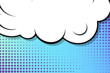 Yaratıcı soyut kavram vektör komik pop sanat tarzı boş, düzeni şablonu bulutlar kiriş ve izole noktalar arka plan ile. Satışı büyük başlığı, boş konuşma balonu ayarı, illüstrasyon noktalı resim kitap tasarımı için.