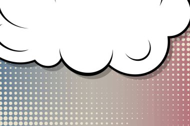 Yaratıcı soyut kavram vektör komik pop sanat tarzı boş, düzeni şablonu bulutlar kiriş ve izole noktalar arka plan ile. Satışı büyük başlığı, boş konuşma balonu ayarı, illüstrasyon noktalı resim kitap tasarımı için.
