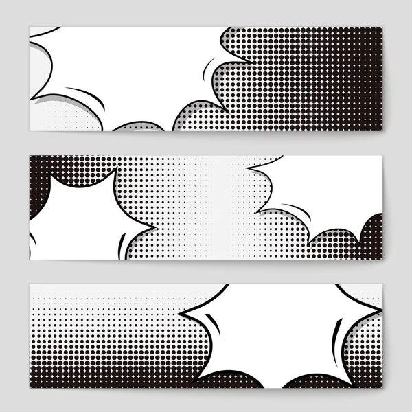 Abstrato conceito criativo vetor quadrinhos estilo pop arte em branco, modelo de layout com feixes de nuvens e pontos isolados de fundo. Para banner de venda, conjunto de bolhas de fala vazia, ilustração design de livro de meio tom . — Vetor de Stock