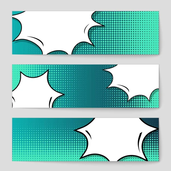 Abstrato conceito criativo vetor quadrinhos estilo pop arte em branco, modelo de layout com feixes de nuvens e pontos isolados de fundo. Para banner de venda, conjunto de bolhas de fala vazia, ilustração design de livro de meio tom . — Vetor de Stock