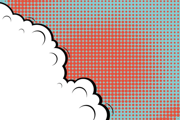 Concept créatif abstrait vecteur bande dessinée pop art style blanc, modèle de mise en page avec poutres nuages et fond de points isolés. À vendre bannière, ensemble de bulle de discours vide, illustration conception de livre de demi-tons . — Image vectorielle