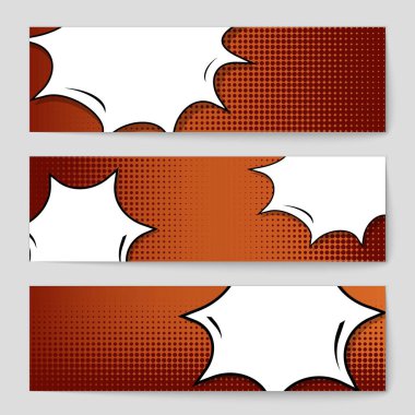 Yaratıcı soyut kavram vektör komik pop sanat tarzı boş, düzeni şablonu bulutlar kiriş ve izole noktalar arka plan ile. Satışı büyük başlığı, boş konuşma balonu ayarı, illüstrasyon noktalı resim kitap tasarımı için.