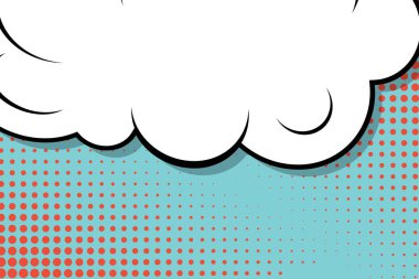 Yaratıcı soyut kavram vektör komik pop sanat tarzı boş, düzeni şablonu bulutlar kiriş ve izole noktalar arka plan ile. Satışı büyük başlığı, boş konuşma balonu ayarı, illüstrasyon noktalı resim kitap tasarımı için.
