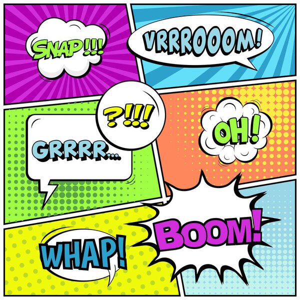 Абстрактный концептуальный вектор в стиле комиксов поп-арта, макет, искушающий облаками и изолированными точками на заднем плане. Для продажи баннер, набор пустой речи пузырь, иллюстрация наполовину книги дизайн
.