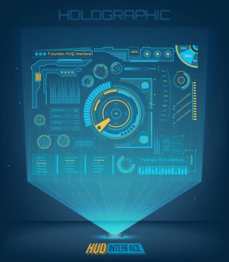 Soyut gelecek, kavram vektör fütüristik mavi sanal grafik dokunmatik kullanıcı arayüzü Hud. Web, site, izole arka plan, techno, online tasarım, iş, GUI, UI, kit, hud üzerinde mobil uygulamalar için