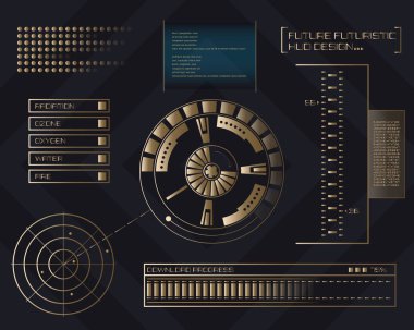 Soyut gelecek, kavram vektör fütüristik mavi sanal grafik dokunmatik kullanıcı arayüzü Hud. Web, site, izole arka plan, techno, online tasarım, iş, GUI, UI, kit, hud üzerinde mobil uygulamalar için