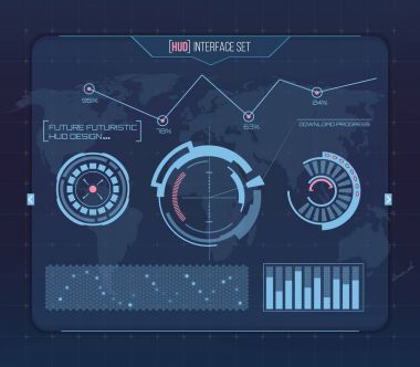 Soyut gelecek, kavram vektör fütüristik mavi sanal grafik dokunmatik kullanıcı arayüzü Hud. Web, site, izole arka plan, techno, online tasarım, iş, GUI, UI, kit, hud üzerinde mobil uygulamalar için