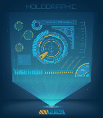 Soyut gelecek, kavram vektör fütüristik mavi sanal grafik dokunmatik kullanıcı arayüzü Hud. Web, site, izole arka plan, techno, online tasarım, iş, GUI, UI, kit, hud üzerinde mobil uygulamalar için