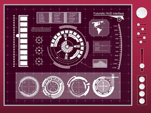 Futuro abstracto, concepto vector futurista azul interfaz gráfica virtual táctil HUD. Para web, sitio, aplicaciones móviles aisladas en segundo plano, techno, diseño en línea, negocio, gui, ui, kit, hud — Vector de stock