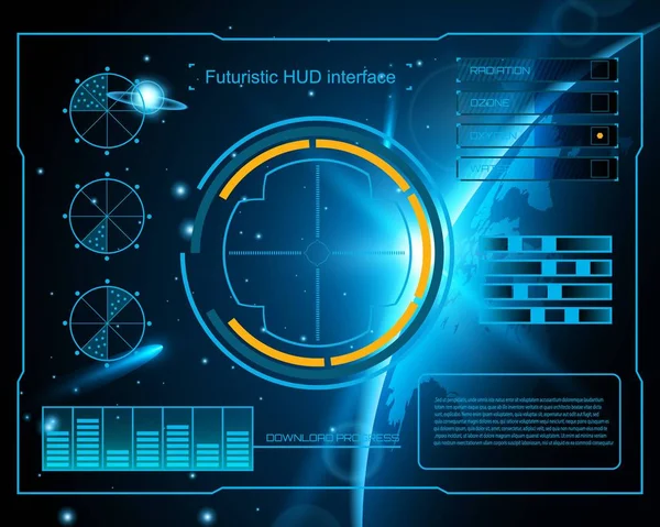 Futuro abstrato, conceito vetor futurista azul virtual gráfico toque interface de usuário HUD. Para web, site, aplicativos móveis isolados em segundo plano, techno, design online, negócios, gui, ui, kit, hud — Vetor de Stock