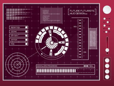 Soyut gelecek, kavram vektör fütüristik mavi sanal grafik dokunmatik kullanıcı arayüzü Hud. Web, site, izole arka plan, techno, online tasarım, iş, GUI, UI, kit, hud üzerinde mobil uygulamalar için