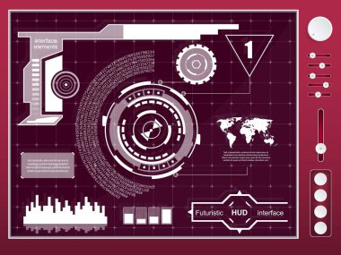 Soyut gelecek, kavram vektör fütüristik mavi sanal grafik dokunmatik kullanıcı arayüzü Hud. Web, site, izole arka plan, techno, online tasarım, iş, GUI, UI, kit, hud üzerinde mobil uygulamalar için