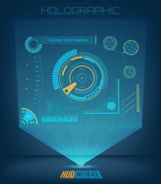 Soyut gelecek, kavram vektör fütüristik mavi sanal grafik dokunmatik kullanıcı arayüzü Hud. Web, site, izole arka plan, techno, online tasarım, iş, GUI, UI, kit, hud üzerinde mobil uygulamalar için