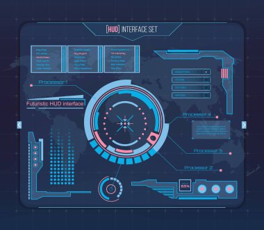 Soyut gelecek, kavram vektör fütüristik mavi sanal grafik dokunmatik kullanıcı arayüzü Hud. Web, site, izole arka plan, techno, online tasarım, iş, GUI, UI, kit, hud üzerinde mobil uygulamalar için