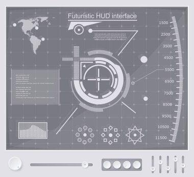 Soyut gelecek, kavram vektör fütüristik mavi sanal grafik dokunmatik kullanıcı arayüzü Hud. Web, site, izole arka plan, techno, online tasarım, iş, GUI, UI, kit, hud üzerinde mobil uygulamalar için