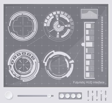 Soyut gelecek, kavram vektör fütüristik mavi sanal grafik dokunmatik kullanıcı arayüzü Hud. Web, site, izole arka plan, techno, online tasarım, iş, GUI, UI, kit, hud üzerinde mobil uygulamalar için