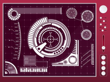 Soyut gelecek, kavram vektör fütüristik mavi sanal grafik dokunmatik kullanıcı arayüzü Hud. Web, site, izole arka plan, techno, online tasarım, iş, GUI, UI, kit, hud üzerinde mobil uygulamalar için