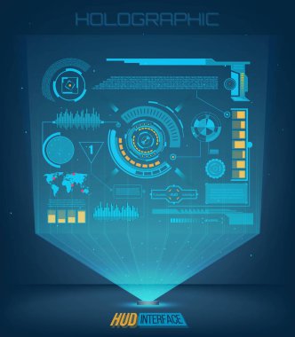 Soyut gelecek, kavram vektör fütüristik mavi sanal grafik dokunmatik kullanıcı arayüzü Hud. Web, site, izole arka plan, techno, online tasarım, iş, GUI, UI, kit, hud üzerinde mobil uygulamalar için