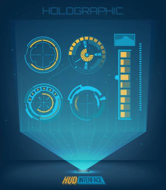 Soyut gelecek, kavram vektör fütüristik mavi sanal grafik dokunmatik kullanıcı arayüzü Hud. Web, site, izole arka plan, techno, online tasarım, iş, GUI, UI, kit, hud üzerinde mobil uygulamalar için