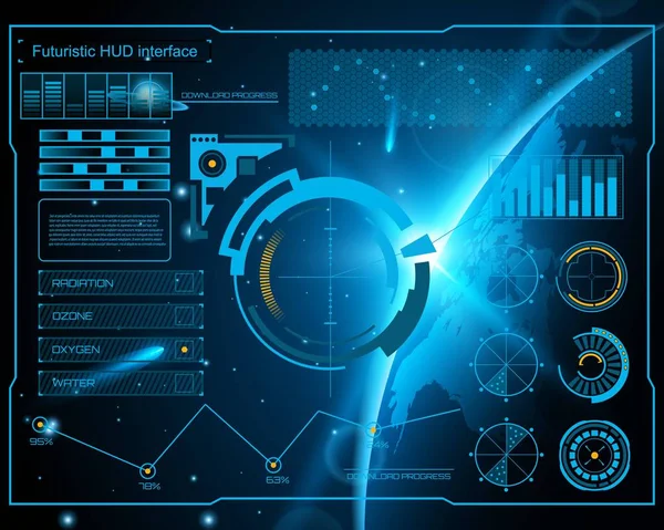 Futuro abstracto, concepto vector futurista azul interfaz gráfica virtual táctil HUD. Para web, sitio, aplicaciones móviles aisladas en segundo plano, techno, diseño en línea, negocio, gui, ui, kit, hud — Vector de stock