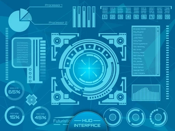 Futuro abstrato, conceito vetor futurista azul virtual gráfico toque interface de usuário HUD. Para web, site, aplicativos móveis isolados em segundo plano, techno, design online, negócios, gui, ui, kit, hud — Vetor de Stock