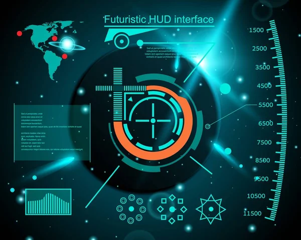 Streszczenie przyszłych, koncepcja wektor futurystyczny niebieski virtual touch graficzny interfejs użytkownika Hud. Dla sieci web, witryny, aplikacje mobilne na białym tle, techno, projektowania online, biznes, gui, interfejsu użytkownika, zestaw, hud — Wektor stockowy