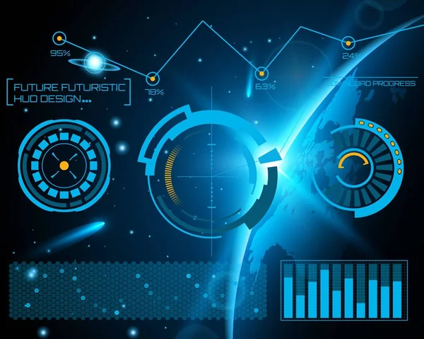 Абстрактне майбутнє, концепція вектор футуристичний синій віртуальний графічний сенсорний інтерфейс користувача HUD. Для веб-сайту, мобільних додатків ізольовані на фоні, техно, онлайн-дизайн, бізнес, графічний інтерфейс, у, набір, ґу — стоковий вектор