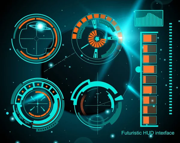 Streszczenie przyszłych, koncepcja wektor futurystyczny niebieski virtual touch graficzny interfejs użytkownika Hud. Dla sieci web, witryny, aplikacje mobilne na białym tle, techno, projektowania online, biznes, gui, interfejsu użytkownika, zestaw, hud — Wektor stockowy