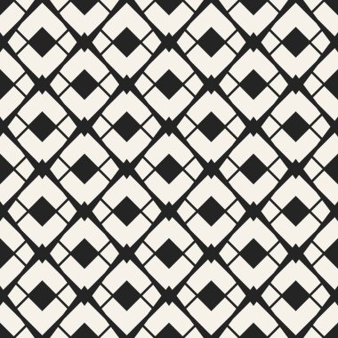 Soyut kavram vektör tek renkli geometrik desen. Siyah ve beyaz en az arka plan. Yaratıcı çizim şablonu. Sorunsuz şık doku. Duvar kağıdı, yüzey, web tasarım, tekstil, dekor için.