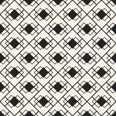 Soyut kavram vektör tek renkli geometrik desen. Siyah ve beyaz en az arka plan. Yaratıcı çizim şablonu. Sorunsuz şık doku. Duvar kağıdı, yüzey, web tasarım, tekstil, dekor için.