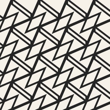 Soyut kavram vektör tek renkli geometrik desen. Siyah ve beyaz en az arka plan. Yaratıcı çizim şablonu. Sorunsuz şık doku. Duvar kağıdı, yüzey, web tasarım, tekstil, dekor için.