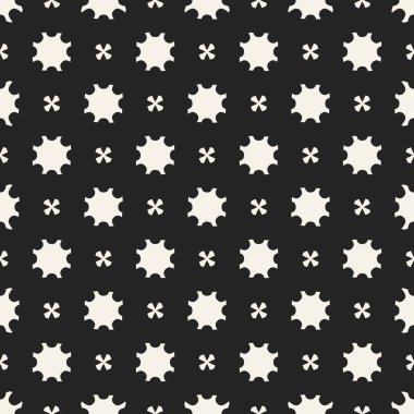 Soyut kavram vektör tek renkli geometrik desen. Siyah ve beyaz en az arka plan. Yaratıcı çizim şablonu. Sorunsuz şık doku. Duvar kağıdı, yüzey, web tasarım, tekstil, dekor için.