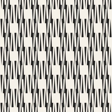 Soyut kavram vektör tek renkli geometrik desen. Siyah ve beyaz en az arka plan. Yaratıcı çizim şablonu. Sorunsuz şık doku. Duvar kağıdı, yüzey, web tasarım, tekstil, dekor için.