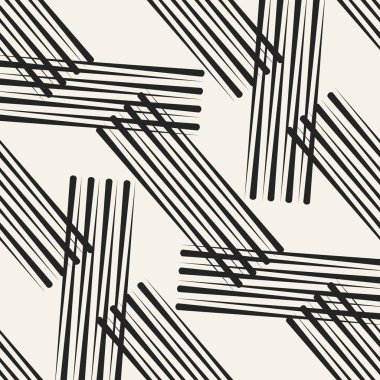 Soyut kavram vektör tek renkli geometrik desen. Siyah ve beyaz en az arka plan. Yaratıcı çizim şablonu. Sorunsuz şık doku. Duvar kağıdı, yüzey, web tasarım, tekstil, dekor için.