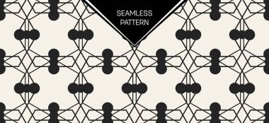 Soyut kavram vektör tek renkli geometrik desen. Siyah ve beyaz en az arka plan. Yaratıcı çizim şablonu. Sorunsuz şık doku. Duvar kağıdı, yüzey, web tasarım, tekstil, dekor için.