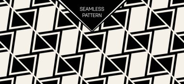 Soyut kavram vektör tek renkli geometrik desen. Siyah ve beyaz en az arka plan. Yaratıcı çizim şablonu. Sorunsuz şık doku. Duvar kağıdı, yüzey, web tasarım, tekstil, dekor için.